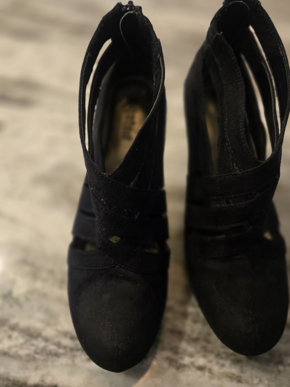 Unlisted Black Suede Strappy Ankle Booties
